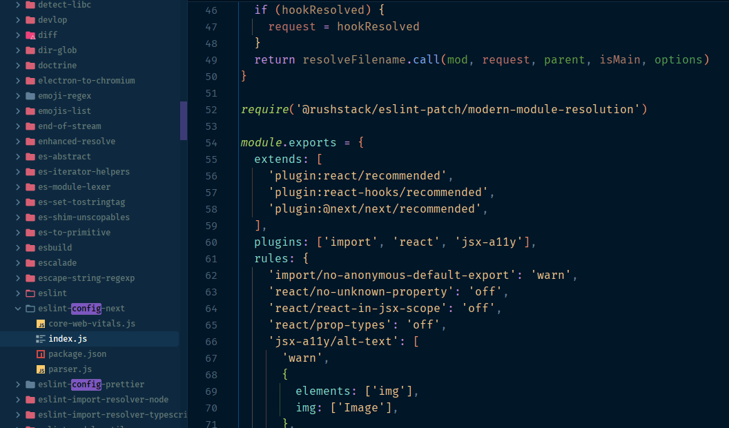 eslint-config-next의 내부 코드